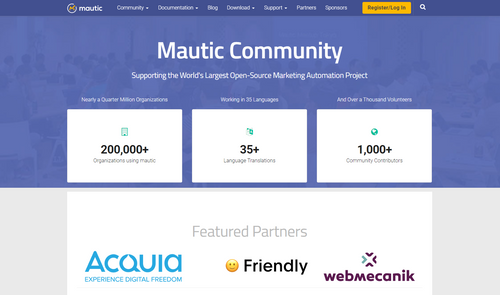 Mautic Website Homepage